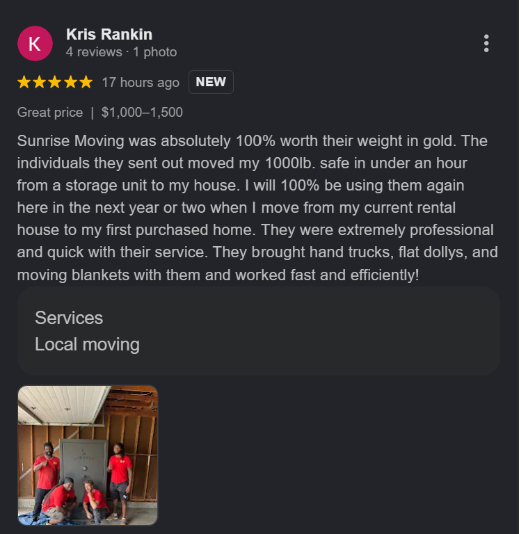 Sunrise Moving and Packing team